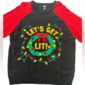 Men’s 2XL Let’s Get Lit Funny Ugly Christmas Sweater Cotton Blend